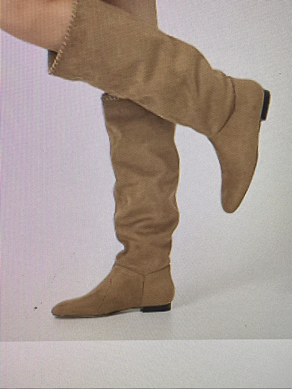 Women’s Slouchy Knee-High Faux Suede Boots in Khaki Flock